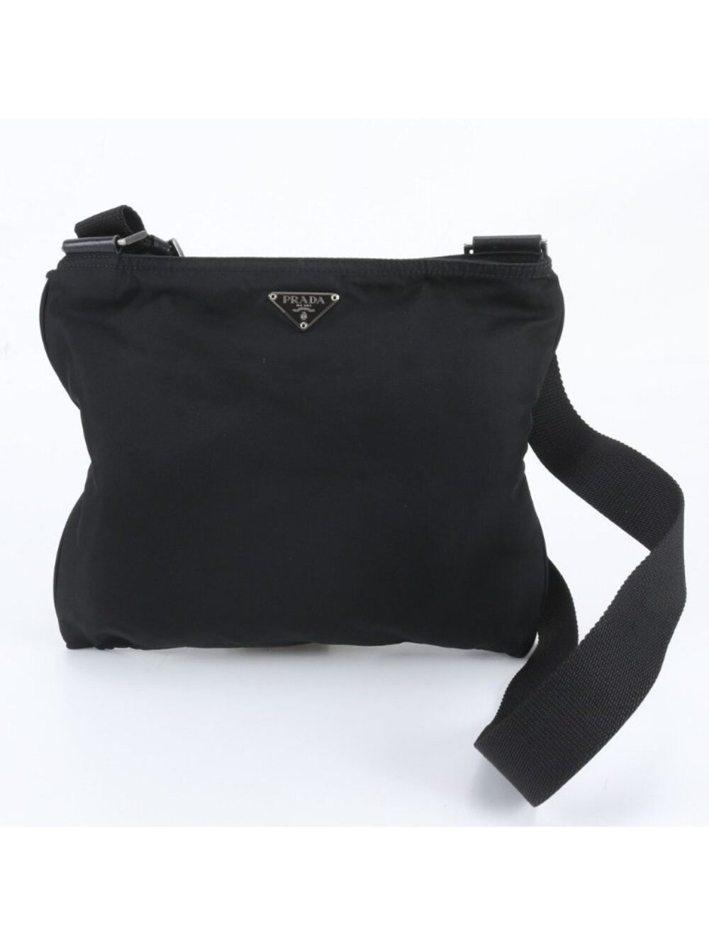 Prada Tessuto Nylon Triangle Logo Leather Shoulder Bag Crossbody Messenger